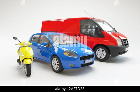 I moderni veicoli raccolta, concetto 3d rendering immagine Foto Stock