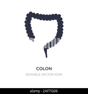 Icona del colon su sfondo bianco. Elemento di semplice illustrazione dal concetto medico. colon icona simbolo di design. Illustrazione Vettoriale
