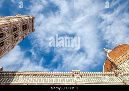 Vista in dettaglio del Duomo di Firenze di Santa Maria del Fiore Toscana Italia Foto Stock