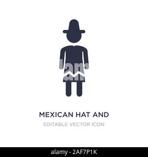 Mexican Hat e baffi icona sullo sfondo bianco. Elemento di semplice illustrazione dal concetto di persone. Mexican Hat e baffi icona simbolo di design. Illustrazione Vettoriale