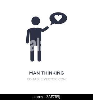 L'uomo pensando di amore icona sullo sfondo bianco. Elemento di semplice illustrazione dal concetto di popolo. l uomo pensando di amore icona simbolo di design. Illustrazione Vettoriale
