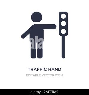 Traffico icona mano su sfondo bianco. Elemento di semplice illustrazione dal concetto di persone. traffico mano simbolo icona del design. Illustrazione Vettoriale