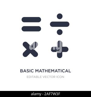 Matematica di base icona sullo sfondo bianco. Elemento di semplice illustrazione dal concetto di segni. matematiche di base simbolo icona del design. Illustrazione Vettoriale