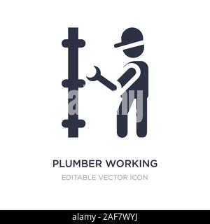 Plumber icona di lavoro su sfondo bianco. Elemento di semplice illustrazione dal concetto di persone. idraulico di lavoro simbolo icona del design. Illustrazione Vettoriale