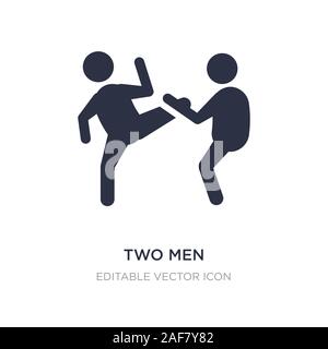 Due uomini a praticare il karate icona sullo sfondo bianco. Elemento di semplice illustrazione dal concetto di sport. Due uomini a praticare il karate icona simbolo di design. Illustrazione Vettoriale
