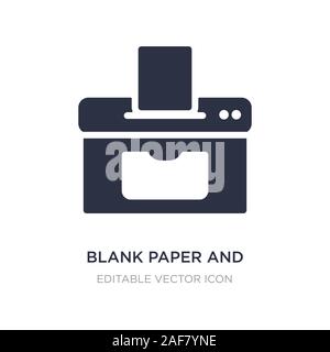 Carta bianca e icona della stampante su sfondo bianco. Elemento di semplice illustrazione da strumenti e utensili concetto. carta bianca e la stampante icona simbolo des Illustrazione Vettoriale