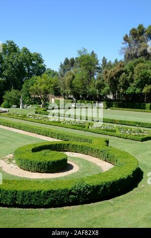 Tagliate i bordi di legno di bosso o formale Giardino Topiaria da Jardins d'Albertas Giardino BOUC-BEL-AIR vicino a Aix-en-Provence Provence Francia Foto Stock