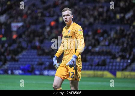 10 dicembre 2019, Deepdale, Preston, Inghilterra; Sky scommessa campionato, Preston North End v Fulham : Marek Rodák (12) di Fulham durante il gioco Credito: Mark Cosgrove/news immagini Foto Stock