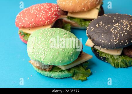 Vegetariano piccolo american hamburger colorati, nessuno Foto Stock