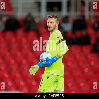 10 dicembre 2019, Bet365 Stadium, Stoke-on-Trent, Inghilterra; Sky scommessa campionato, Stoke City v il centro di Luton : Jack Butland (1) di Stoke City Credit: Conor Molloy/news immagini Foto Stock