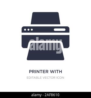 Stampante con stampa e fogli di carta icona sullo sfondo bianco. Elemento di semplice illustrazione da strumenti e utensili concetto. stampante con la stampa e la pape Illustrazione Vettoriale