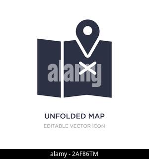 Mappa dispiegata con location mark icona sullo sfondo bianco. Elemento di semplice illustrazione dal concetto di viaggio. mappa dispiegata con location mark icona simbolo Illustrazione Vettoriale