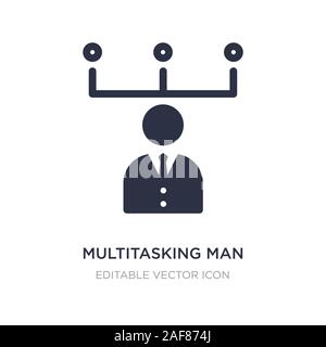 Il multitasking uomo icona sullo sfondo bianco. Elemento di semplice illustrazione da Web concetto di multitasking uomo simbolo icona del design. Illustrazione Vettoriale