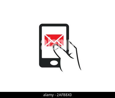 Telefono cellulare touch app icona per messaggi e-mail sms mailing busta adatto per il messaggio servizi azienda Illustrazione Vettoriale