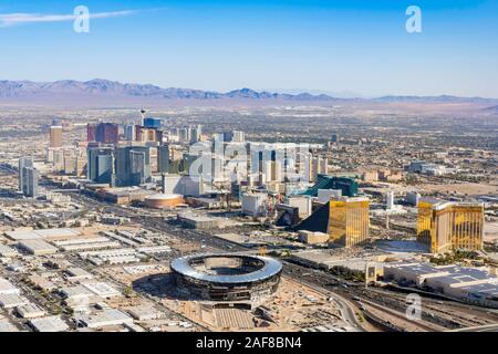 Las Vegas, Ott 16: Veduta aerea della famosa Strip il Ott 16, 2019 a Las Vegas, Nevada Foto Stock