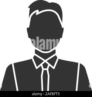 Lavoratore di ufficio glifo icona. Parte maker, showman. Imprenditore, admin, manager. Simbolo di Silhouette. Lo spazio negativo. Vettore illustrazione isolato Illustrazione Vettoriale