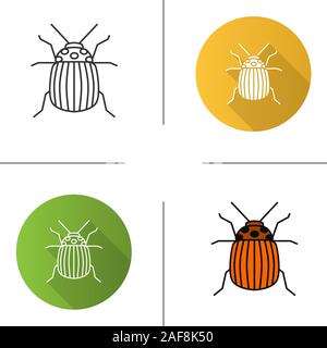 Colorado beetle icona. Design piatto, lineare e stili colore. Peste di Insetto. Bug di patate. Isolato illustrazioni vettoriali Illustrazione Vettoriale