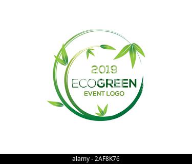 2019 International eco verde logo evento Illustrazione Vettoriale