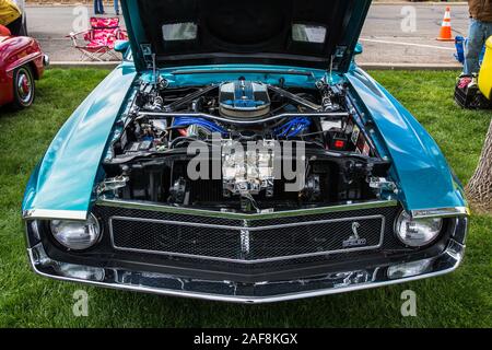 Un originale stock 1969 Shelby GT 500 Ford Mustang in Moab aprile azione Car Show in Moab Utah. Foto Stock