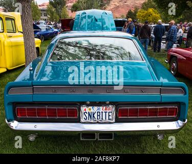 Un originale stock 1969 Shelby GT 500 Ford Mustang in Moab aprile azione Car Show in Moab Utah. Foto Stock