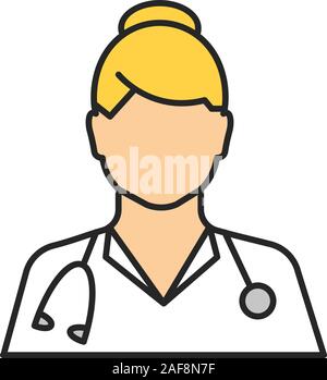 Medico icona di colore. Operatore sanitario. Praticante. Isolato illustrazione vettoriale Illustrazione Vettoriale