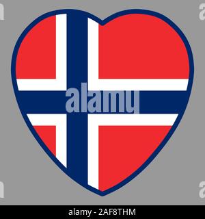 Norvegia bandiera a forma di cuore illustrazione vettoriale EPS 10 Illustrazione Vettoriale
