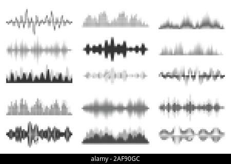 Le onde sonore collezione. Analogico e il segnale audio digitale. Musica equalizzatore. Resistenze di registrazione vocale. Alta frequenza di onde radio. Illustrazione Vettoriale Illustrazione Vettoriale