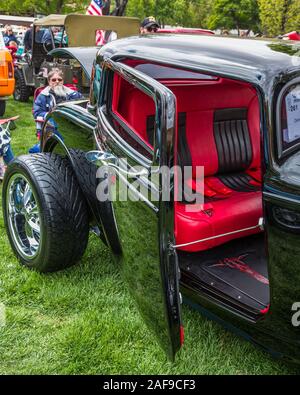 Una restaurata e modificata 1932 Ford Deuce Coupe hot rod, costruito da una Ford modello B in Moab aprile azione Car Show in Moab Utah. Foto Stock