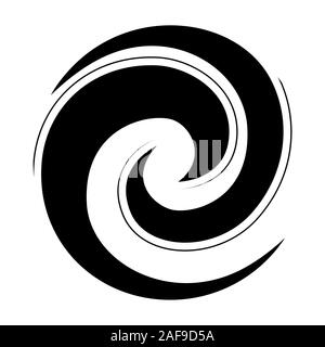 Koru icona a spirale in nero stilizzato logo maori tattoo o Nuova Zelanda stile Kiwiana Illustrazione Vettoriale