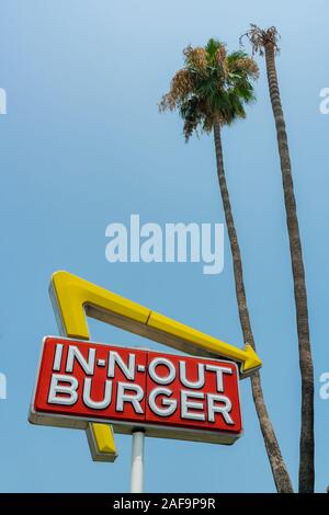 Las Vegas, 11 ago: Close up shot del famoso In n Out Burger firmare il Ago 11, 2018 a Las Vegas, Nevada Foto Stock
