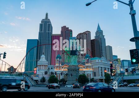 Las Vegas, 15 ago: Pomeriggio vista di New York New York Hotel & Casino il Ago 15, 2018 a Las Vegas, Henderson Foto Stock