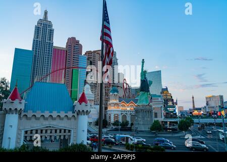 Las Vegas, 15 ago: Pomeriggio vista di New York New York Hotel & Casino il Ago 15, 2018 a Las Vegas, Henderson Foto Stock