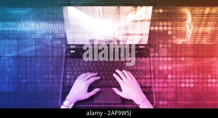 La protezione digitale industria attraverso i dati Online arte Foto Stock