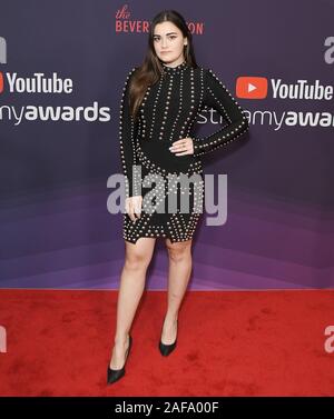 Los Angeles, Stati Uniti d'America. Xiii Dec, 2019. Cloe Feldman arriva al 9° Streamy Awards tenutosi presso il Beverly Hilton di Beverly Hills, CA su Venerdì, ?Dicembre 13, 2019. (Foto di Sthanlee B. Mirador/Sipa USA) Credito: Sipa USA/Alamy Live News Foto Stock