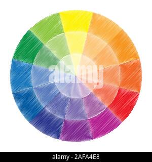 Ruota dei colori o cerchio dei colori con dodici colori Illustrazione Vettoriale