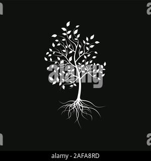 Silhouette di un albero solitario Illustrazione Vettoriale