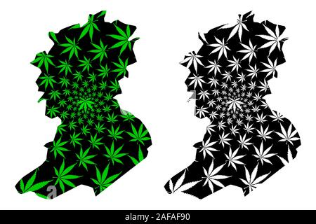 Sidi Bel Abbes provincia (province di Algeria, popoli Repubblica democratica di Algeria) mappa è progettato Cannabis leaf verde e nero, Sidi Bel Abbes m Illustrazione Vettoriale
