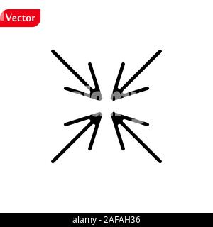 Icona riduci a icona Vettore, minimizzare illustrazione solido, il pittogramma isolato su nero Illustrazione Vettoriale