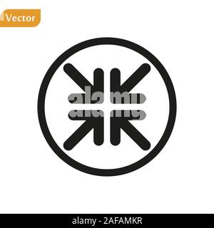 Cerchio, icona riduci a icona Vettore, minimizzare illustrazione solido, il pittogramma isolate su eps nero10 Illustrazione Vettoriale