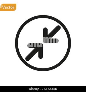 Cerchio, icona riduci a icona Vettore, minimizzare illustrazione solido, il pittogramma isolate su eps nero10 Illustrazione Vettoriale