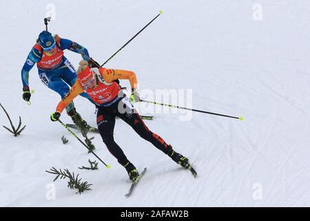 Centro Biathlon, Hochfilzen in Austria. Xiv Dic, 2019. Unione Internazionale Biathlon Coppa del mondo di Hochfilzen, Day 3, donne 4x6km staffetta, Karolin Horchler (GER); - Editoriale usare carte di credito: Azione Plus sport/Alamy Live News Foto Stock