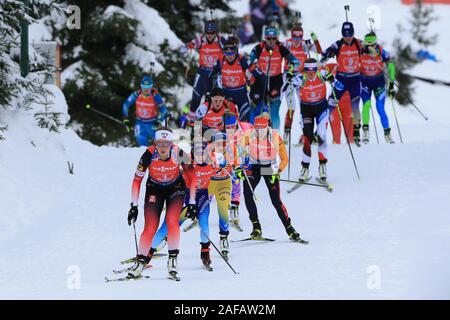 Centro Biathlon, Hochfilzen in Austria. Xiv Dic, 2019. Unione Internazionale Biathlon Coppa del mondo di Hochfilzen, Day 3, donne 4x6km staffetta, Karoline Knotten (NOR); - Editoriale usare carte di credito: Azione Plus sport/Alamy Live News Foto Stock