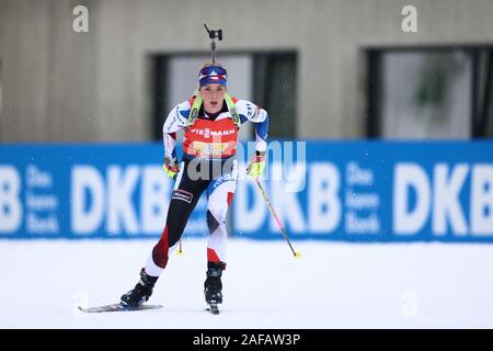 Centro Biathlon, Hochfilzen in Austria. Xiv Dic, 2019. Unione Internazionale Biathlon Coppa del mondo di Hochfilzen, Day 3, donne 4x6km staffetta, Marketa Davidova (CZE); - Editoriale usare carte di credito: Azione Plus sport/Alamy Live News Foto Stock