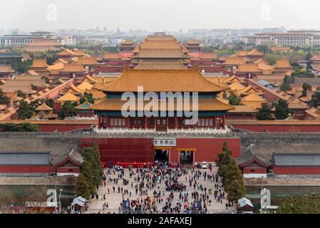 Marzo, 27. 2019: Viste della città di Forbiden dal di sopra. Pechino, Cina Foto Stock