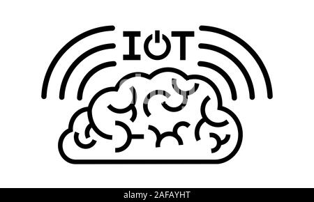 Icona Iot design piatto, isolato nero, silhouette su sfondo bianco. 5g, connessione internet delle cose Illustrazione Vettoriale