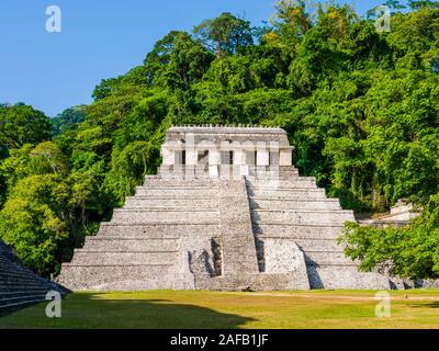 Splendida vista del tempio di iscrizioni, Palenque sito archeologico, Chiapas, Messico Foto Stock