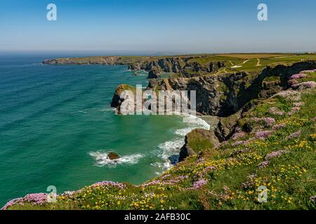 Tregurrian in Sud Cornwall tra Newquay e Padstow, National Trust, England, Regno Unito, Gran Bretagna Foto Stock