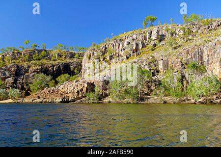 Im Landschaftsformation Katherine Gorge (Nimiluk) NP, vom Katherineriver aus gesehen, Territority settentrionale, Australien Foto Stock