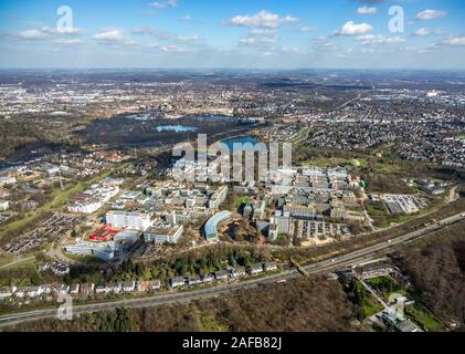 Foto aerea, Heinrich-Heine-Università di Düsseldorf, Düsseldorf, Renania, Renania settentrionale-Vestfalia, Germania, DE, Europa, uccelli-occhi, visualizza foto aerea, Foto Stock