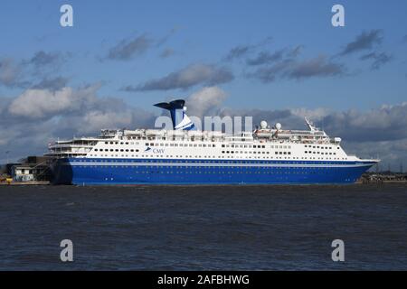 Data 14 dicembre 2019. Ubicazione London International Cruise Terminal, Tilbury. MV Magellan è una di medie dimensioni la nave di crociera opperated da CMV, ha appena Foto Stock